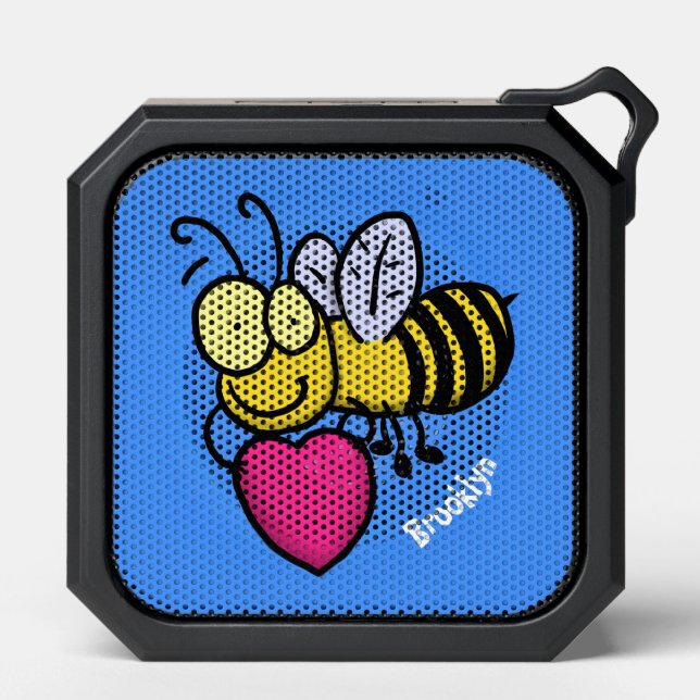 Cute funny bee with heart cartoon illustration bluetooth speaker (Front)