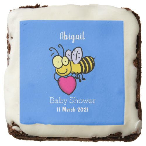 Cute funny bee with heart cartoon illustration brownie
