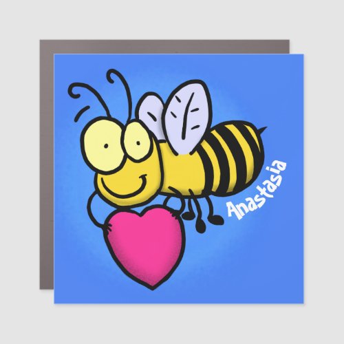 Cute funny bee with heart cartoon illustration car magnet