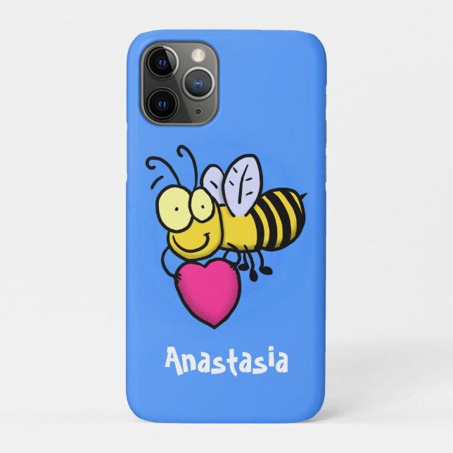 Cute funny bee with heart cartoon illustration Case-Mate iPhone case (Back)