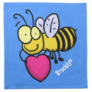 Cute funny bee with heart cartoon illustration cloth napkin