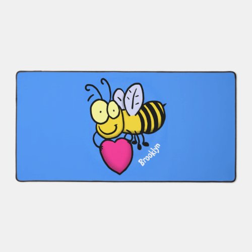 Cute funny bee with heart cartoon illustration desk mat