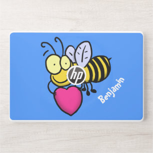 Cute funny bee with heart cartoon illustration HP laptop skin