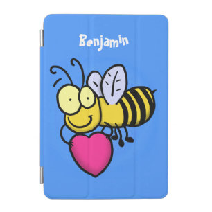 Cute funny bee with heart cartoon illustration iPad mini cover