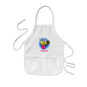 Cute funny bee with heart cartoon illustration kids' apron