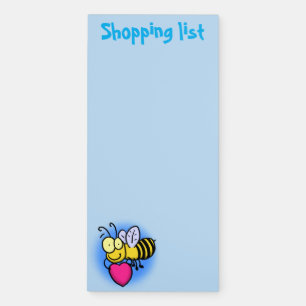 Cute funny bee with heart cartoon illustration magnetic notepad