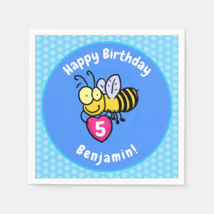 Cute funny bee with heart cartoon illustration napkins