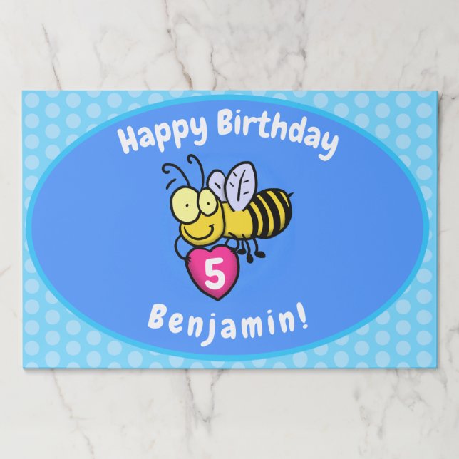 Cute funny bee with heart cartoon illustration paper pad (Front)