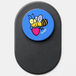 Cute funny bee with heart cartoon illustration PopSocket