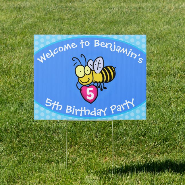Cute funny bee with heart cartoon illustration sign (Insitu)