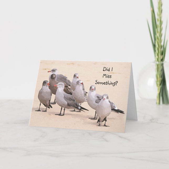 Cute Funny Belated Birthday Sea Gull Card (Front)