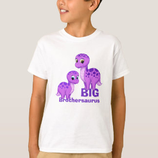 Cute Funny Big Brother Baby Dinosaurs Purple T-Shirt