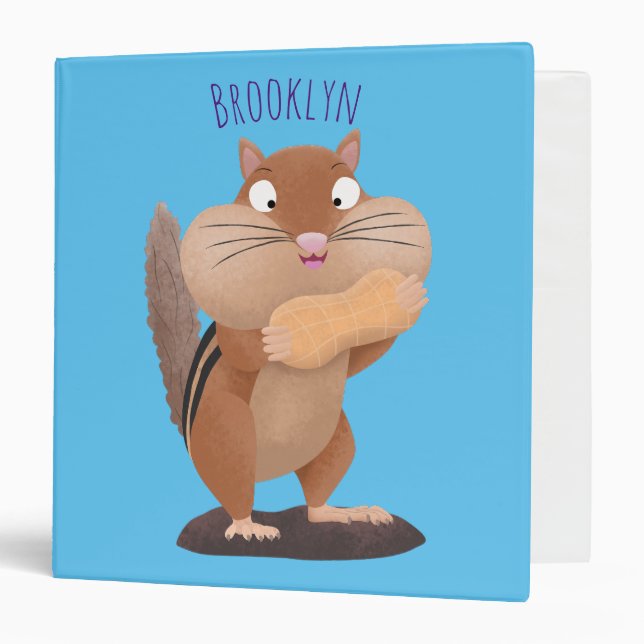 Cute funny big cheeks chipmunk cartoon 3 ring binder (Front/Inside)