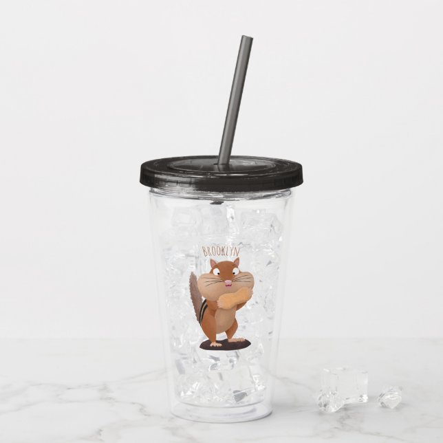 Cute funny big cheeks chipmunk cartoon acrylic tumbler (Back Ice)