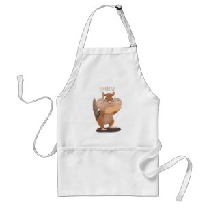 Cute funny big cheeks chipmunk cartoon adult apron