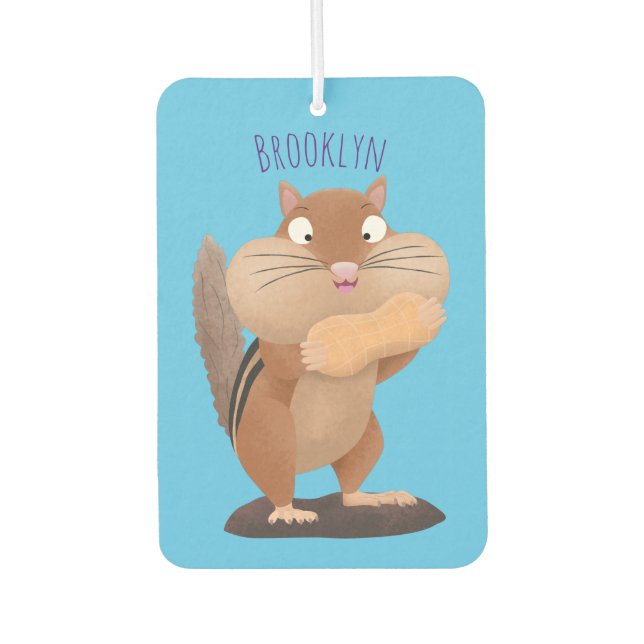 Cute funny big cheeks chipmunk cartoon air freshener (Front)