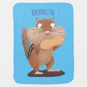 Cute funny big cheeks chipmunk cartoon baby blanket