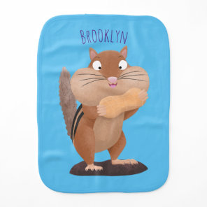 Cute funny big cheeks chipmunk cartoon baby burp cloth