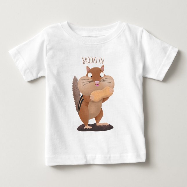 Cute funny big cheeks chipmunk cartoon baby T-Shirt (Front)