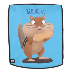 Cute funny big cheeks chipmunk cartoon backpack