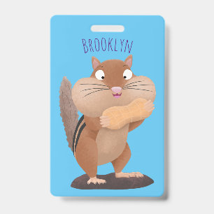 Cute funny big cheeks chipmunk cartoon  badge