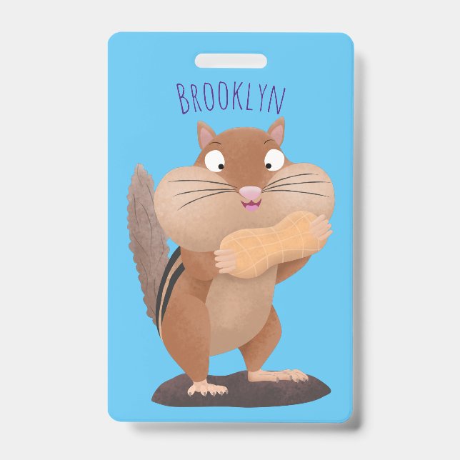 Cute funny big cheeks chipmunk cartoon  badge (Front)