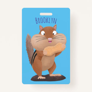 Cute funny big cheeks chipmunk cartoon badge