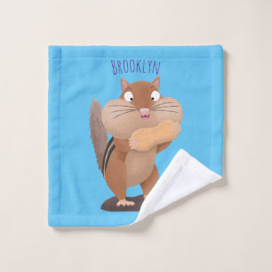Cute funny big cheeks chipmunk cartoon bath towel set