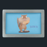 Cute funny big cheeks chipmunk cartoon belt buckle<br><div class="desc">This happy hungry chipmunk has a full mouth of food. Drawn in funny cartoon illustration style.</div>
