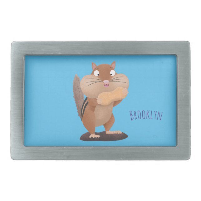 Cute funny big cheeks chipmunk cartoon belt buckle (Front)