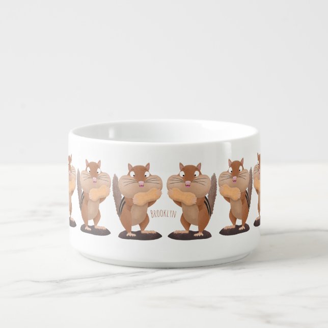 Cute funny big cheeks chipmunk cartoon bowl (Center)