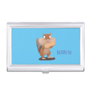 Cute funny big cheeks chipmunk cartoon business card case