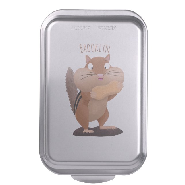 Cute funny big cheeks chipmunk cartoon  cake pan (Front Vertical)