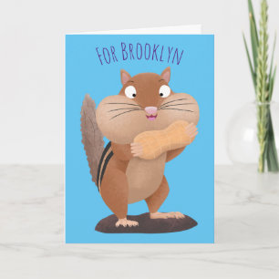 Cute funny big cheeks chipmunk cartoon card