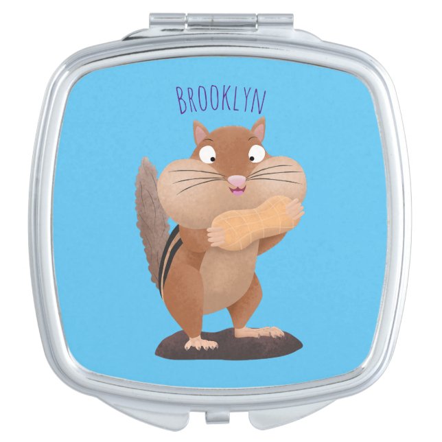 Cute funny big cheeks chipmunk cartoon compact mirror (Front)