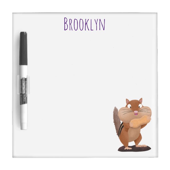 Cute funny big cheeks chipmunk cartoon dry erase board (Front)