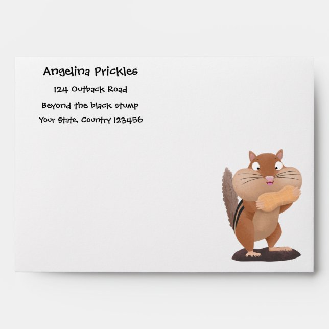 Cute funny big cheeks chipmunk cartoon envelope (Front)