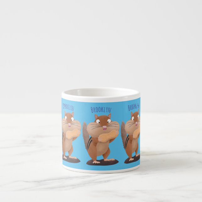 Cute funny big cheeks chipmunk cartoon  espresso cup (Front)