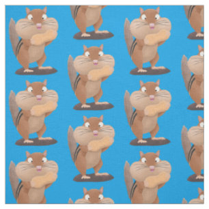 Cute funny big cheeks chipmunk cartoon fabric