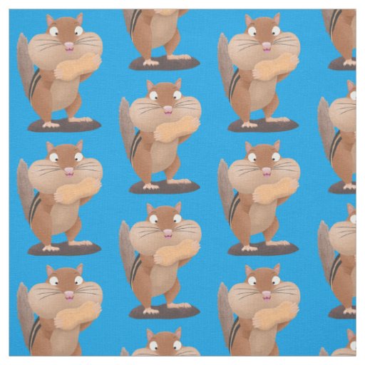 Cute funny big cheeks chipmunk cartoon fabric