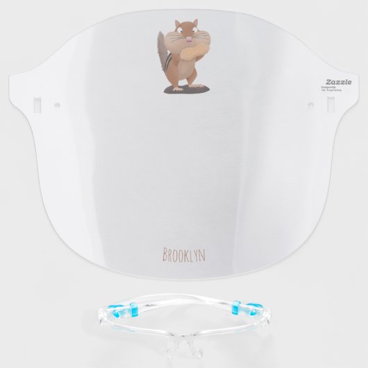 Cute funny big cheeks chipmunk cartoon face shield (Front w/Glasses)