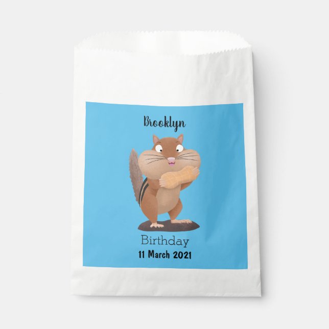 Cute funny big cheeks chipmunk cartoon favor bag (Front)