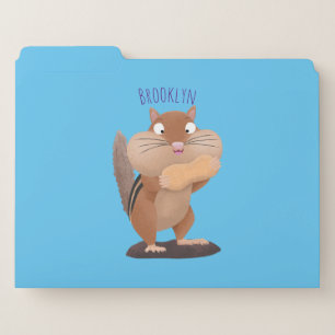 Cute funny big cheeks chipmunk cartoon file folder