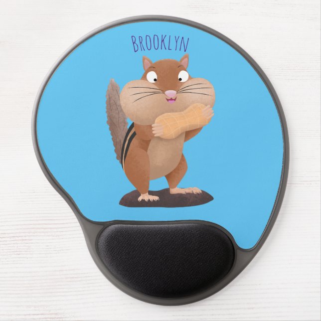 Cute funny big cheeks chipmunk cartoon gel mouse pad (Front)