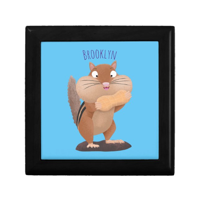 Cute funny big cheeks chipmunk cartoon  gift box (Front)