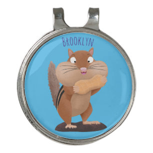 Cute funny big cheeks chipmunk cartoon golf hat clip