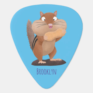 Cute funny big cheeks chipmunk cartoon guitar pick
