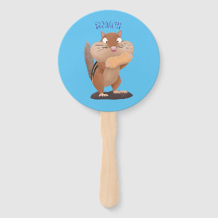 Cute funny big cheeks chipmunk cartoon hand fan