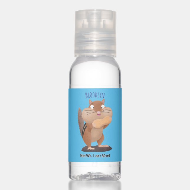 Cute funny big cheeks chipmunk cartoon hand sanitizer (Front)