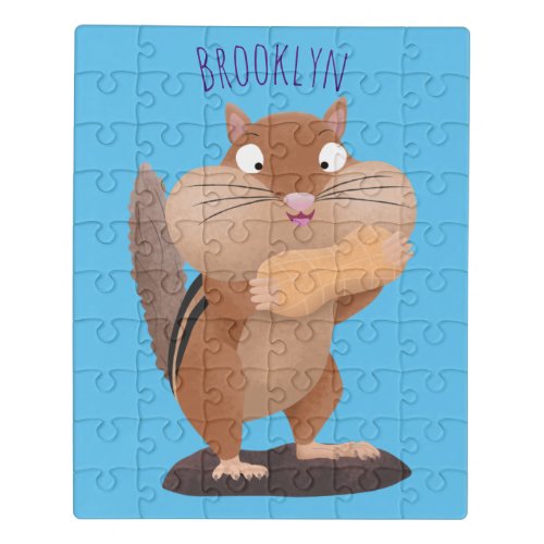 Cute funny big cheeks chipmunk cartoon jigsaw puzzle